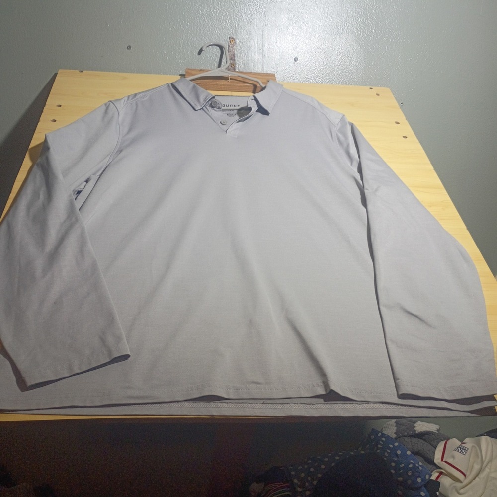 Rhone Polo Shirt Men XXL Light Gray Long Sleeve Tech Italian Fabric XXL